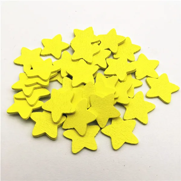 yellow 100 шт 18 мм деревянные звезды украшения для свадьбы украшения для рождественской вечеринки стол Конфетти ремесла scatter - Цвет: yellow