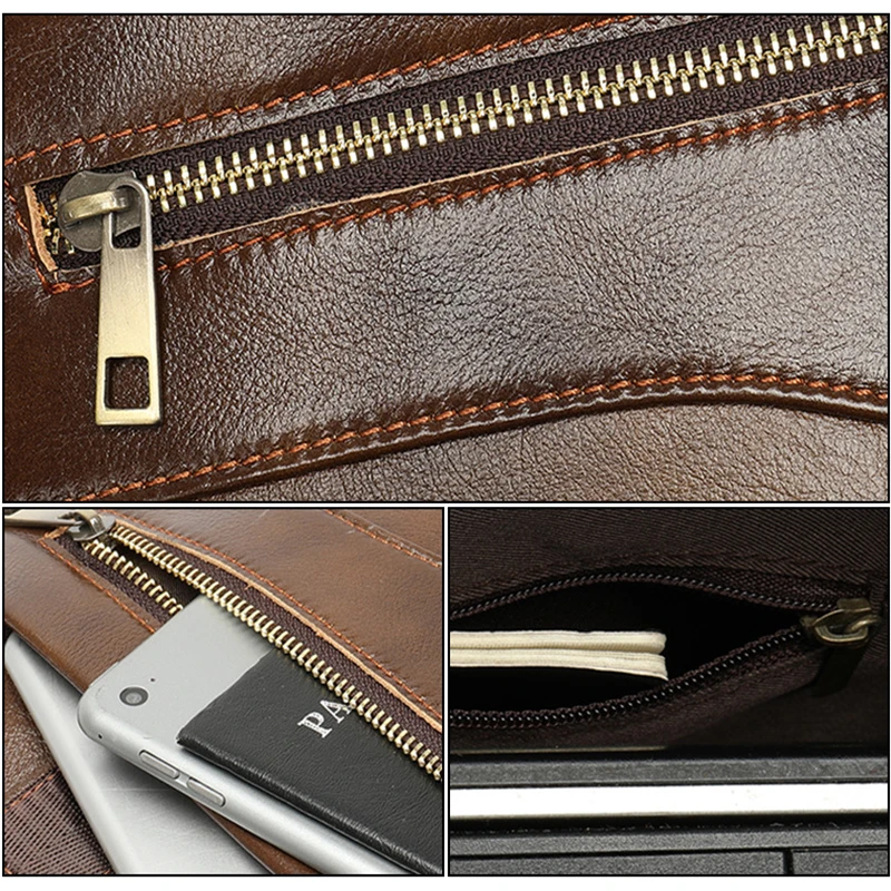 

Genuine Leather Men's Bag Casual Business Briefcase Cross Section Men Shoulder Messenger Bag Handbag Tide