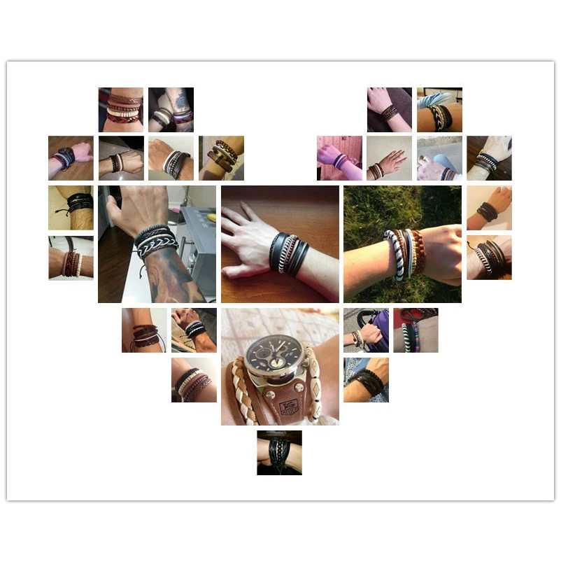 FUNIQUE винтажный Многослойный кожаный браслет мужской модный плетеный ручной