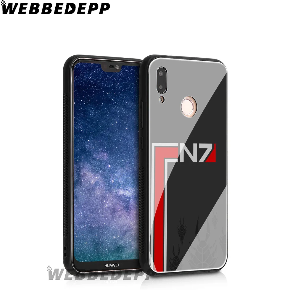 WEBBEDEPP Mass Effect N7 Tempered Glass Case for Huawei Mate 20 P20 P10 P Smart 2019 2018 &amp Honor 10 9 8X 7A Lite Pro |