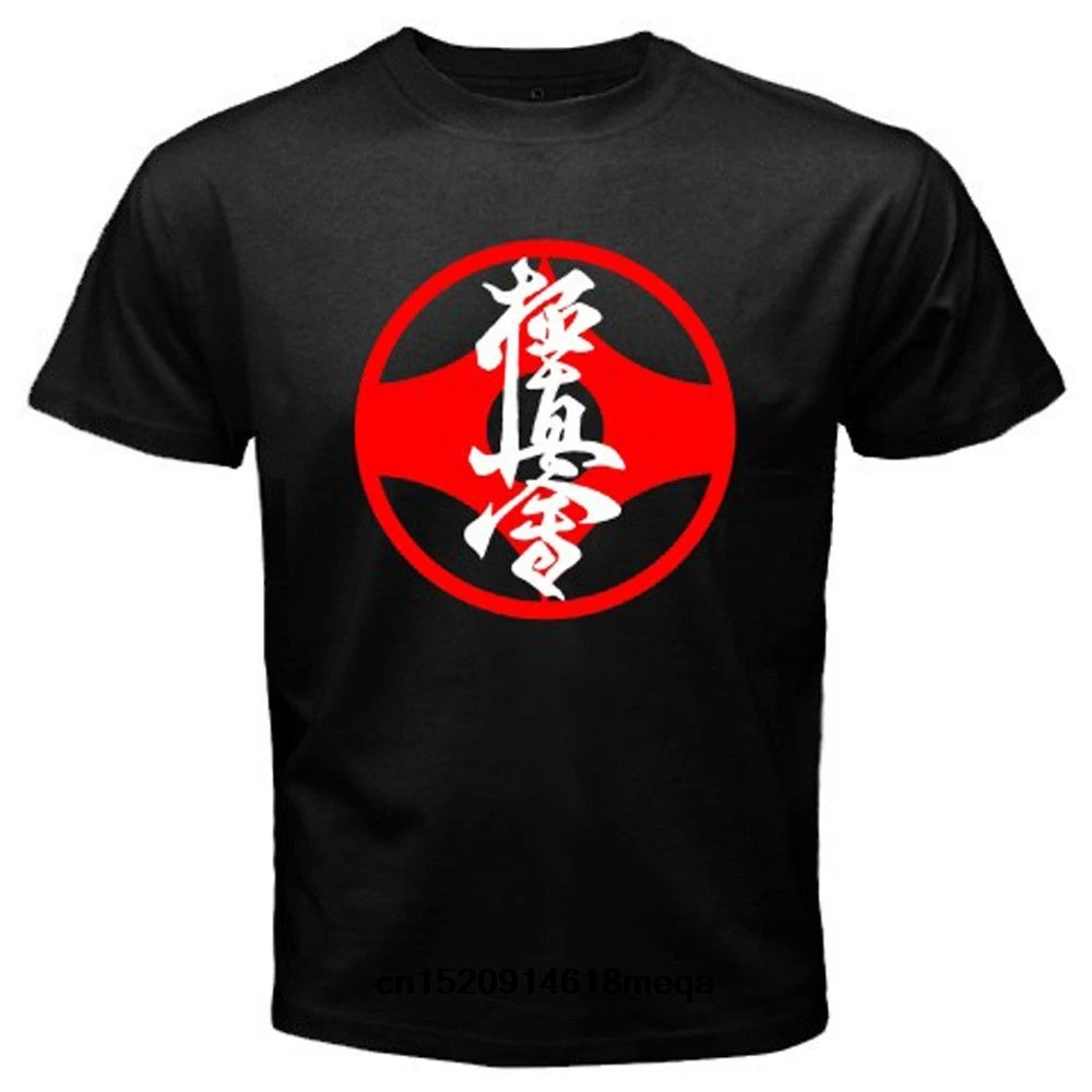 Новинка 2019 г. Masutatsu Oyama Kyokushin каратэ Kanji логотип черная футболка мужская Осень Зима