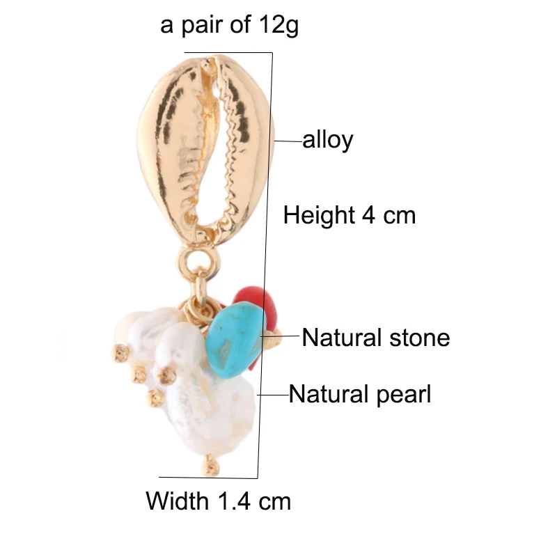 NeeFuWoFu Orecchini NEW Geometric Genuine Pearl Drop Earrings for Women Handmade Gold Hollow Freshwater Pearl Pendant Dangle Ear
