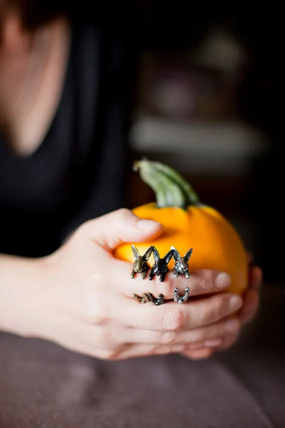 Ромашки одна штука в винтажном стиле Модный комплект кролик с кольцо хиппи палец