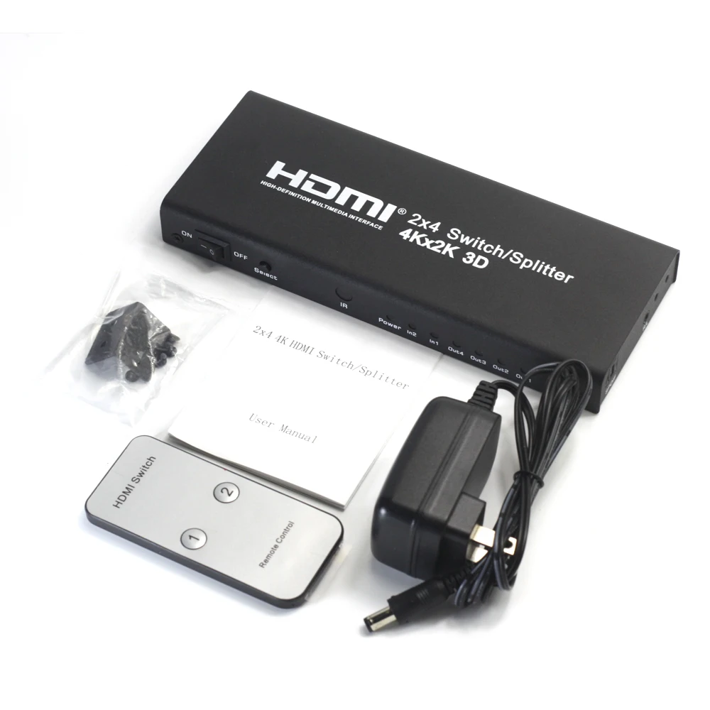 Сплиттер/переключатель AIXXCO HDMI 2x4 2 входа 4 выхода v1.4 4K порт для PS3 PS4 Xbox 360 PC DV DVD HDTV