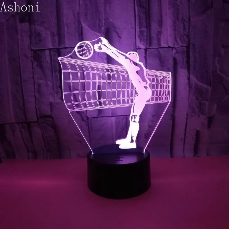 NEW Play Volleyball Player 3D Table Lamp LED Night Light 7 Colors Changing Bedroom Sleep Lighting Home Decor Gifts | Лампы и освещение