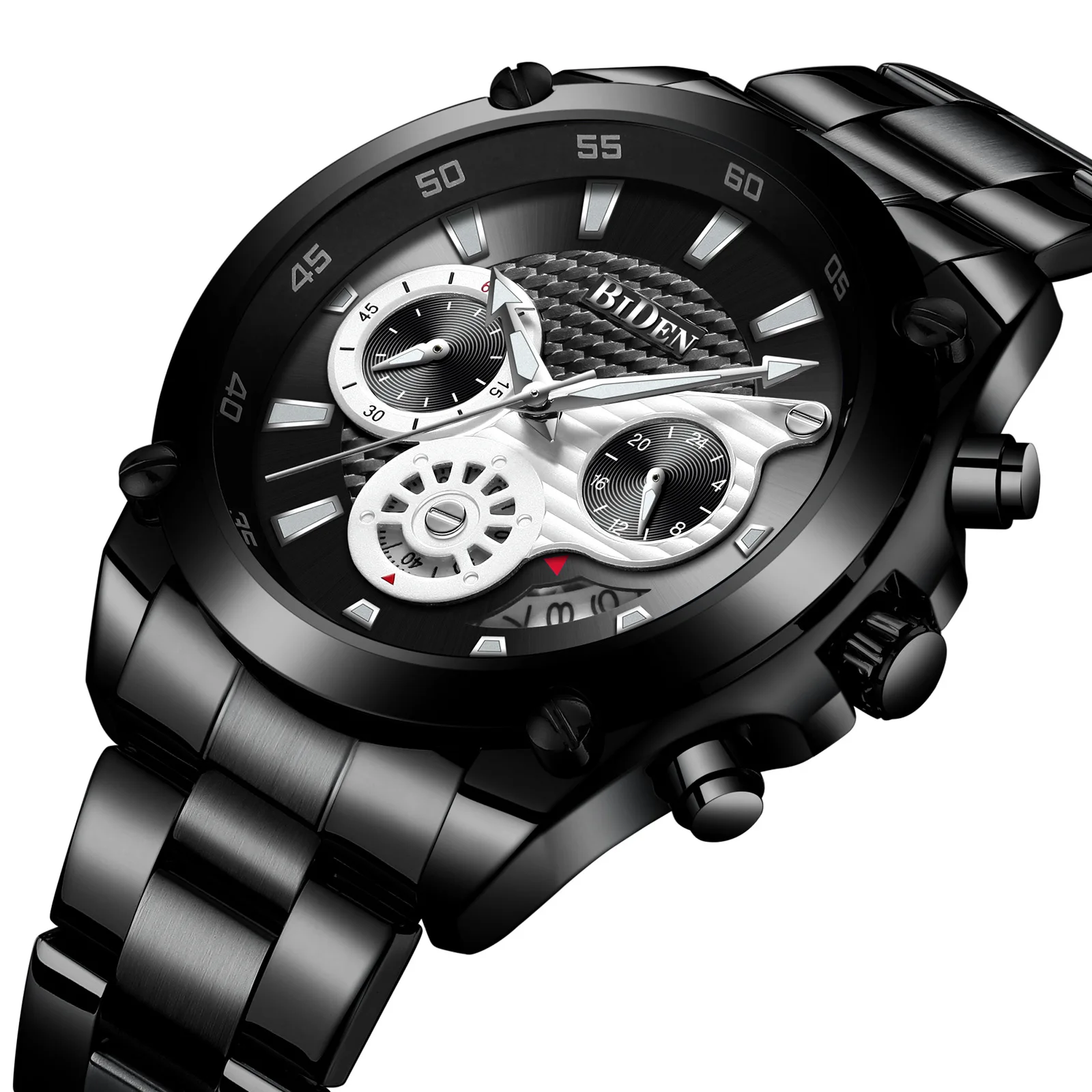 Мужские деловые часы из нержавеющей стали BIDEN Брендовые мужские кварцевые