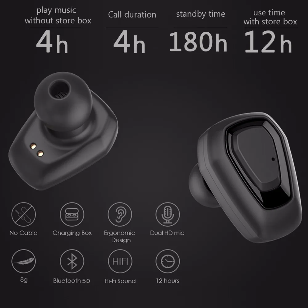 Lewinner, новинка, Bluetooth 5,0, Hifi наушники с двойным микрофоном, A7 TWS, беспроводные наушники, стерео микрофон для телефона с зарядным устройством