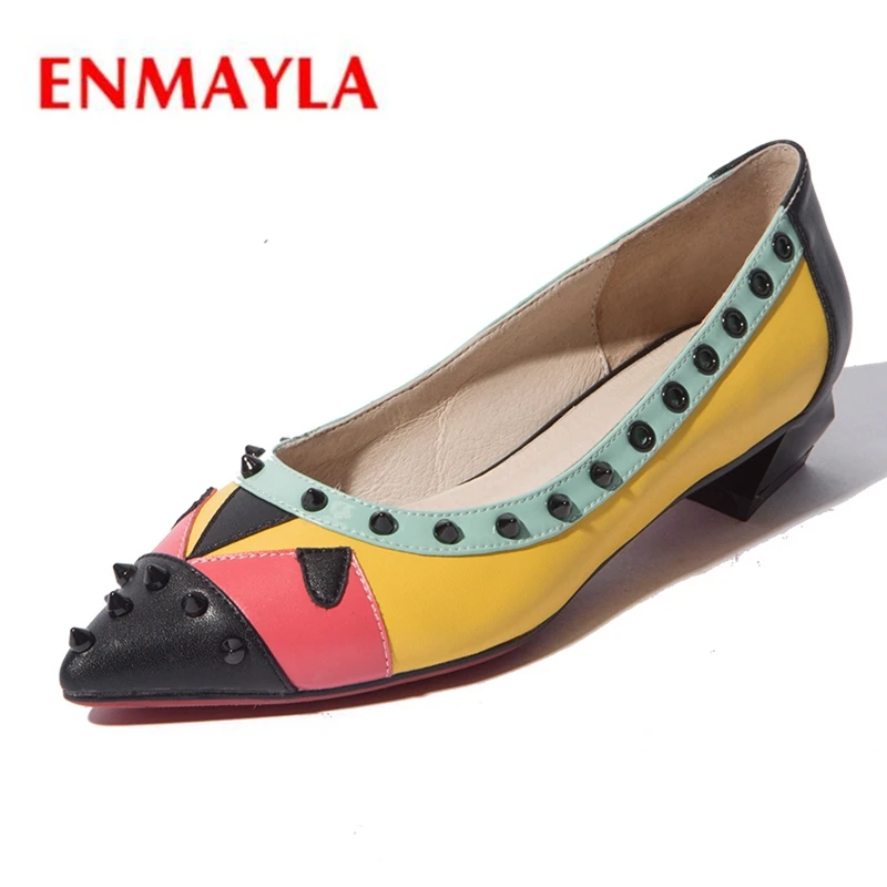

Женские туфли без шнуровки ENMAYLA, с острым носком, разные цвета, базовая обувь на плоской подошве, размеры 34-39, ZYL2047