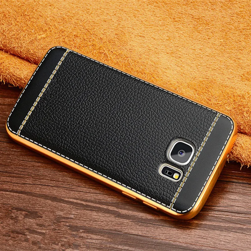CrazyU Для Samsung Galaxy S7 Edge Case Роскошные покрытие ТПУ Кожи Задняя Крышка Телефона Мешок