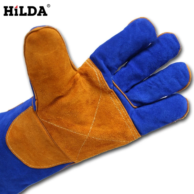 Кожаные противопожарные перчатки HILDA 35 см/40 см Адиабатические сварочные для Tig