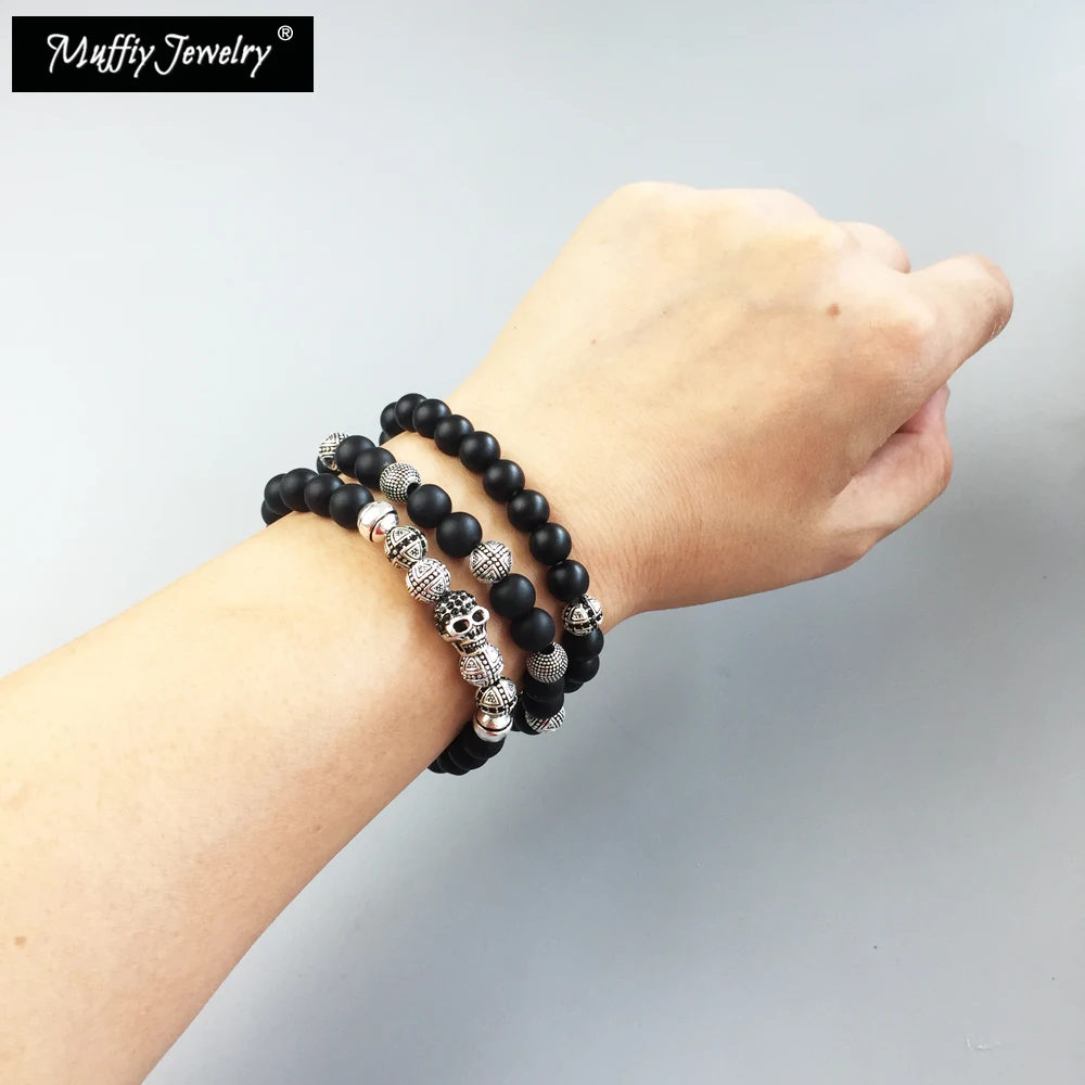 Браслет с бусинами в виде черепа и Креста модное ювелирное изделие европейском