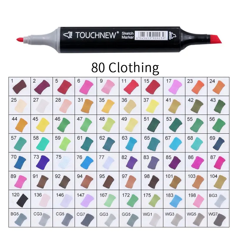 black 80 Clothing Touchnew Набор цветных копировальных маркеров спиртовые ручки, маркеры для рисования товары для рукоделия кисть манга для рисования акриловый дизайнерский набор ручек для студентов - Цвет: black 80 Clothing