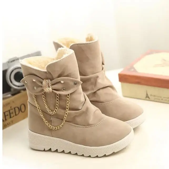 2015 New Arrival Hot Sale Women Boots Solid Slip-On Soft Cute Snow Round Toe Flat with Winter Shoes | Обувь