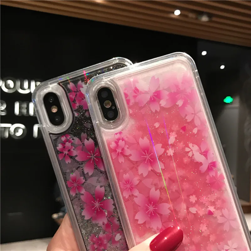 Динамичный жидкий блестящий чехол для iPhone 8 7 6 6S Plus свежий красочный цветочный