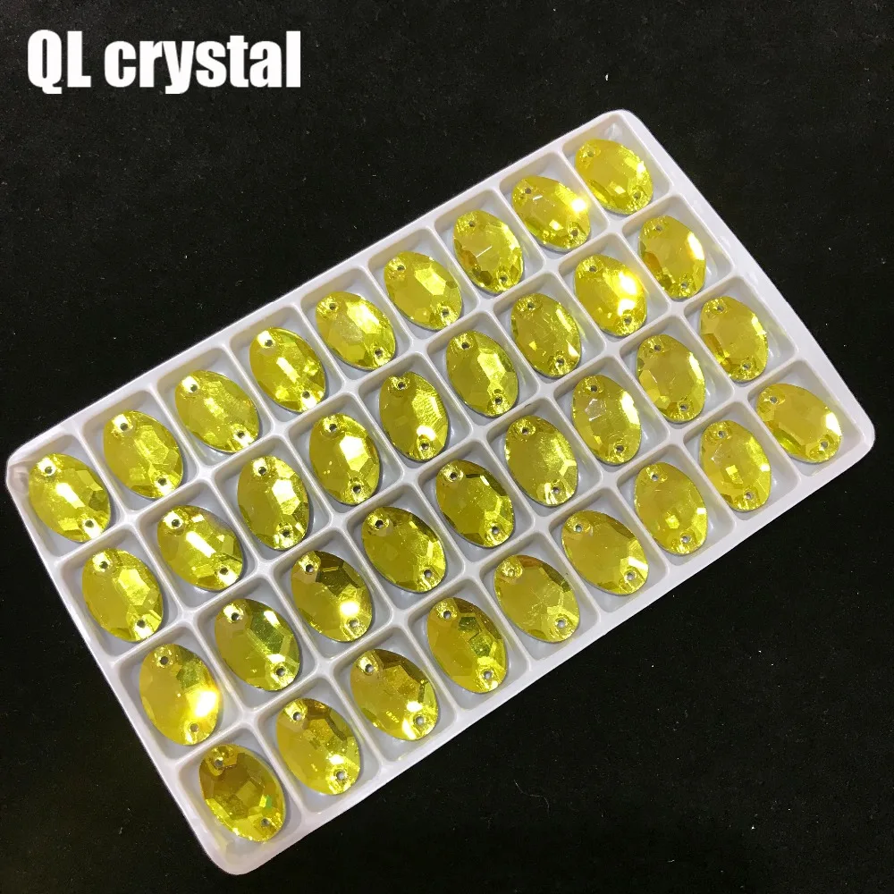 Все Размеры лимонно желтый Овальный пришить с украшением в виде кристаллов