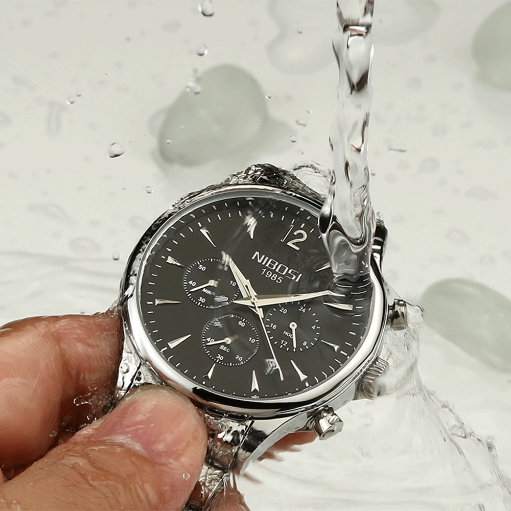 NIBOSI мужские часы Топ бренд Роскошные наручные водонепроницаемые спортивные