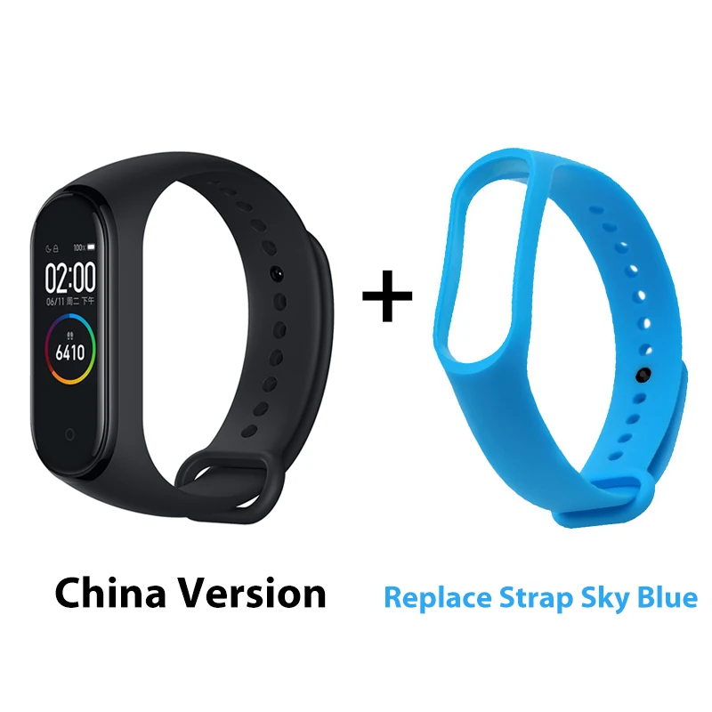Небесно-голубой Xiaomi mi-браслет 4 музыкальный смарт-браслет mi Band 4 браслет пульсометр фитнес 135 мАч Bluetooth 5,0 цветной экран - Цвет: Небесно-голубой