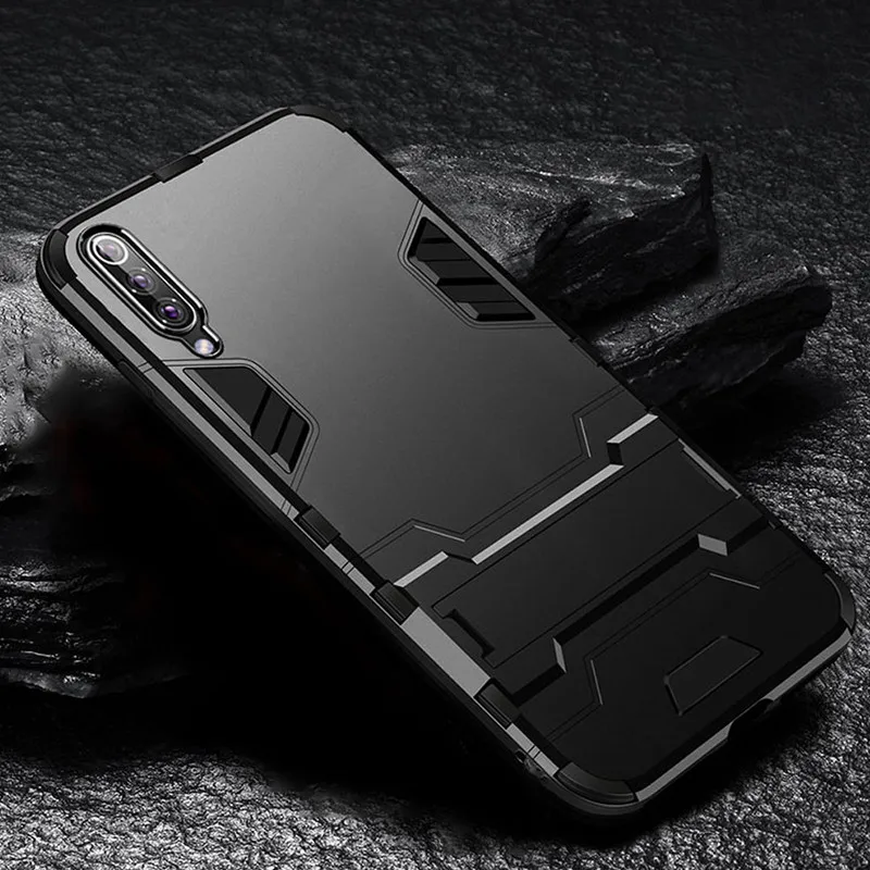 Keajor чехол для samsung A70 A50 чехол TPU+ PC жесткий пластик с подставкой двойной гибридный Чехол для samsung Galaxy A40 A30 S10 Plus S10 - Цвет: Черный