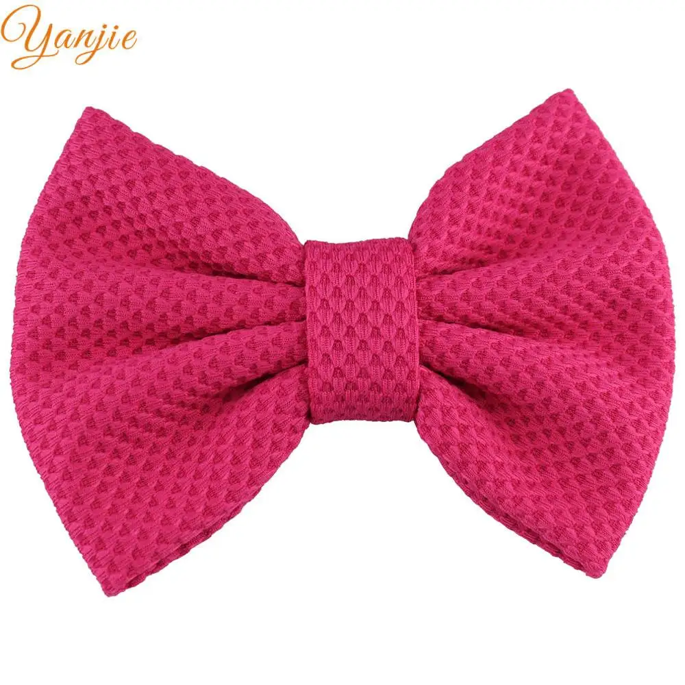 hot pink 12 шт/лот " Девушки Бутик Аксессуары для волос Мода Твердые ручной работы хлопок бант для волос с зажимом для детей аксессуары для волос - Цвет: hot pink