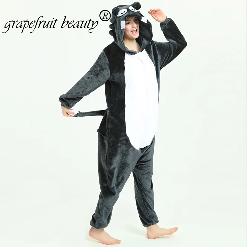 Осенне-зимняя Пижама волк для пары унисекс пижамы из кораллового флиса косплея