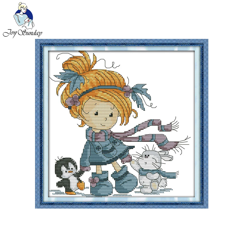 Набор для рукоделия с принтом маленькая девочка и друзья 11CT14CT|cross stitch embroidery|cross
