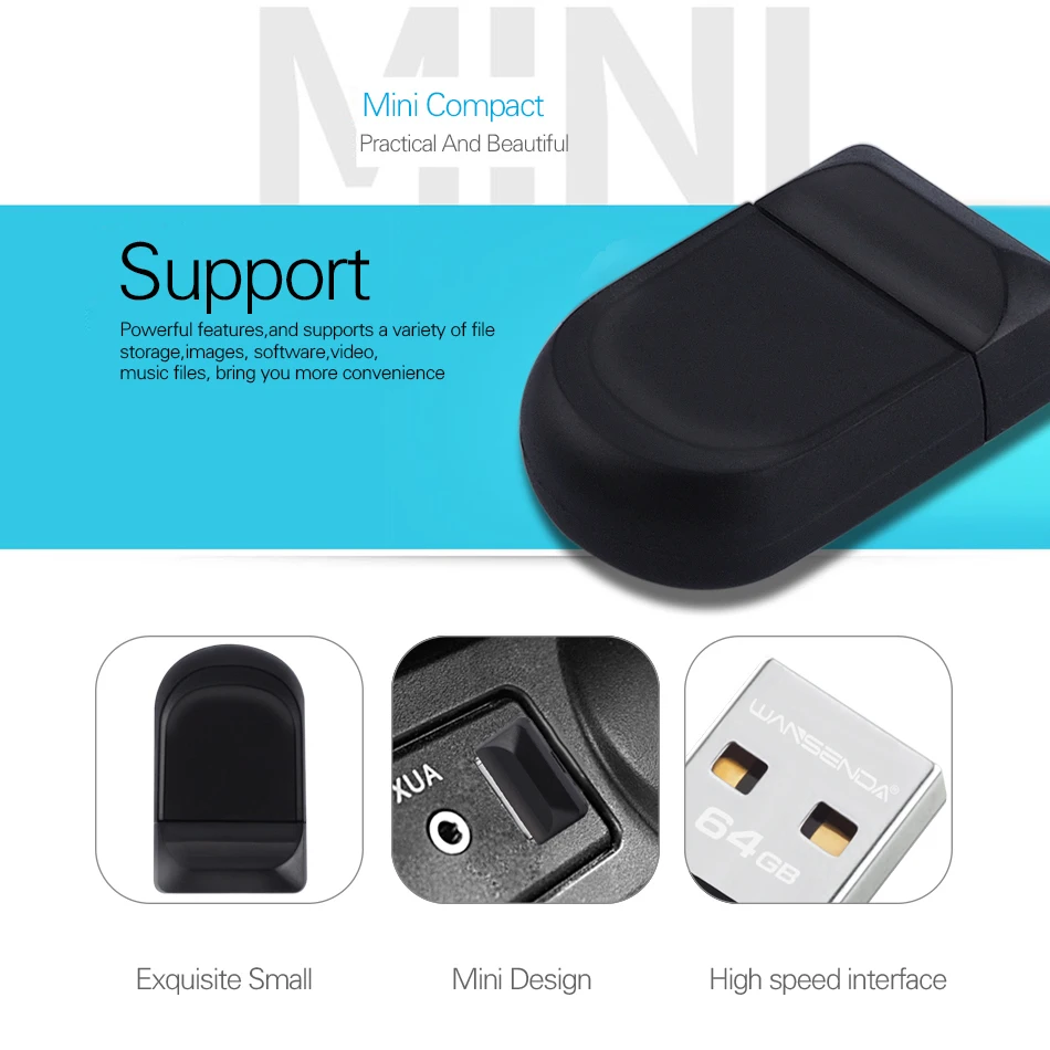 WANSENDA USB флэш накопитель Водонепроницаемый флеш 4GB/8GB/16GB/32GB/64GB ультра маленькие 2 0