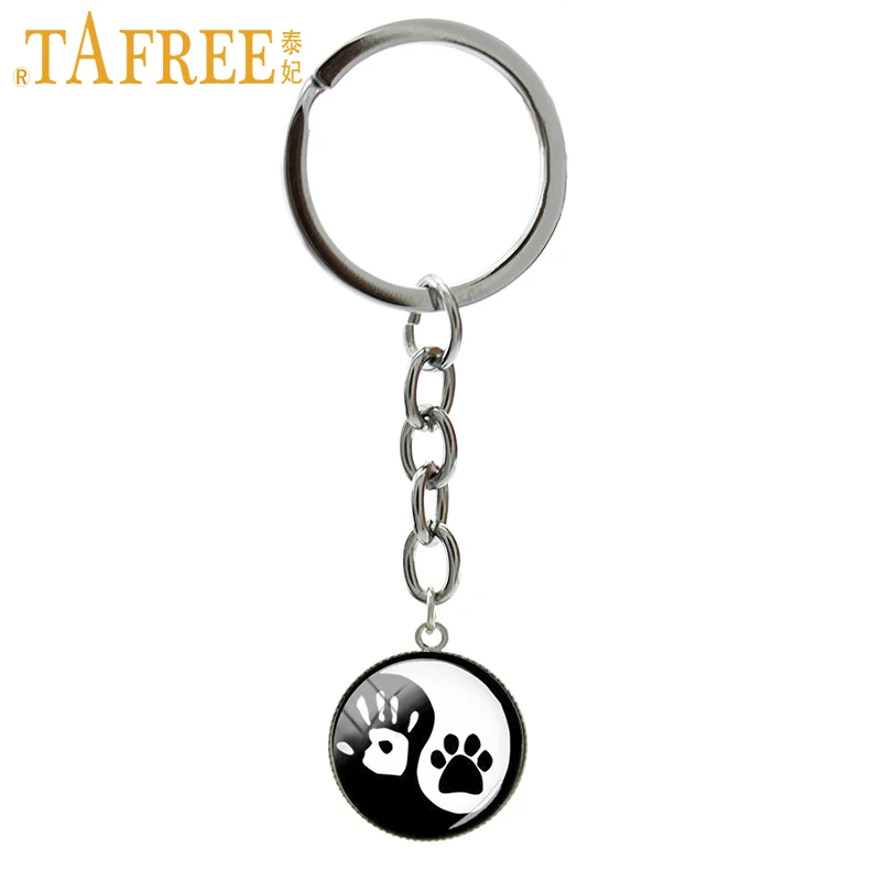 Брелок TAFREE Yin Yang Tai винтажный брелок с человеческим принтом и милым лапы собаки
