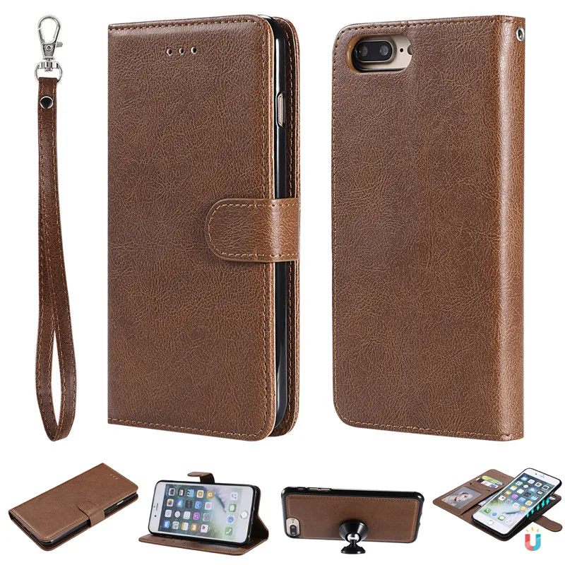 Кожаный чехол для iPhone 6 Plus/6S Plus/7 Plus/8 Plus кошелек с откидной крышкой и подставкой