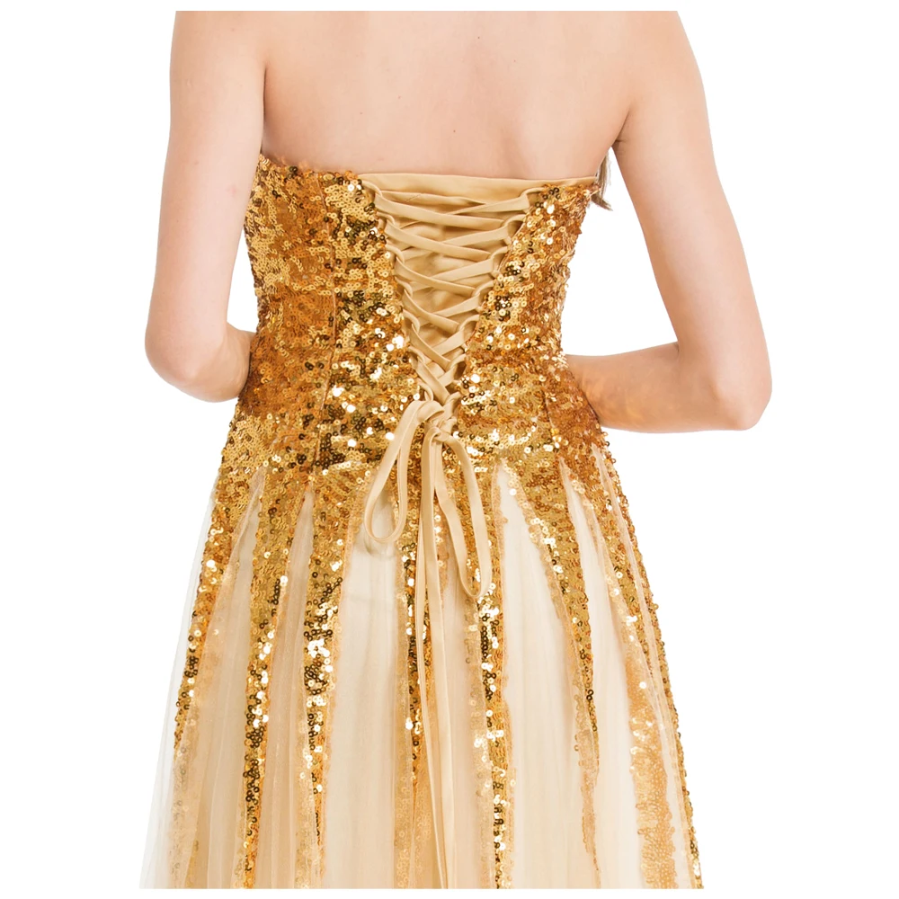 Женское винтажное платье без бретелек Angel fashions золотистое бальное расшитое