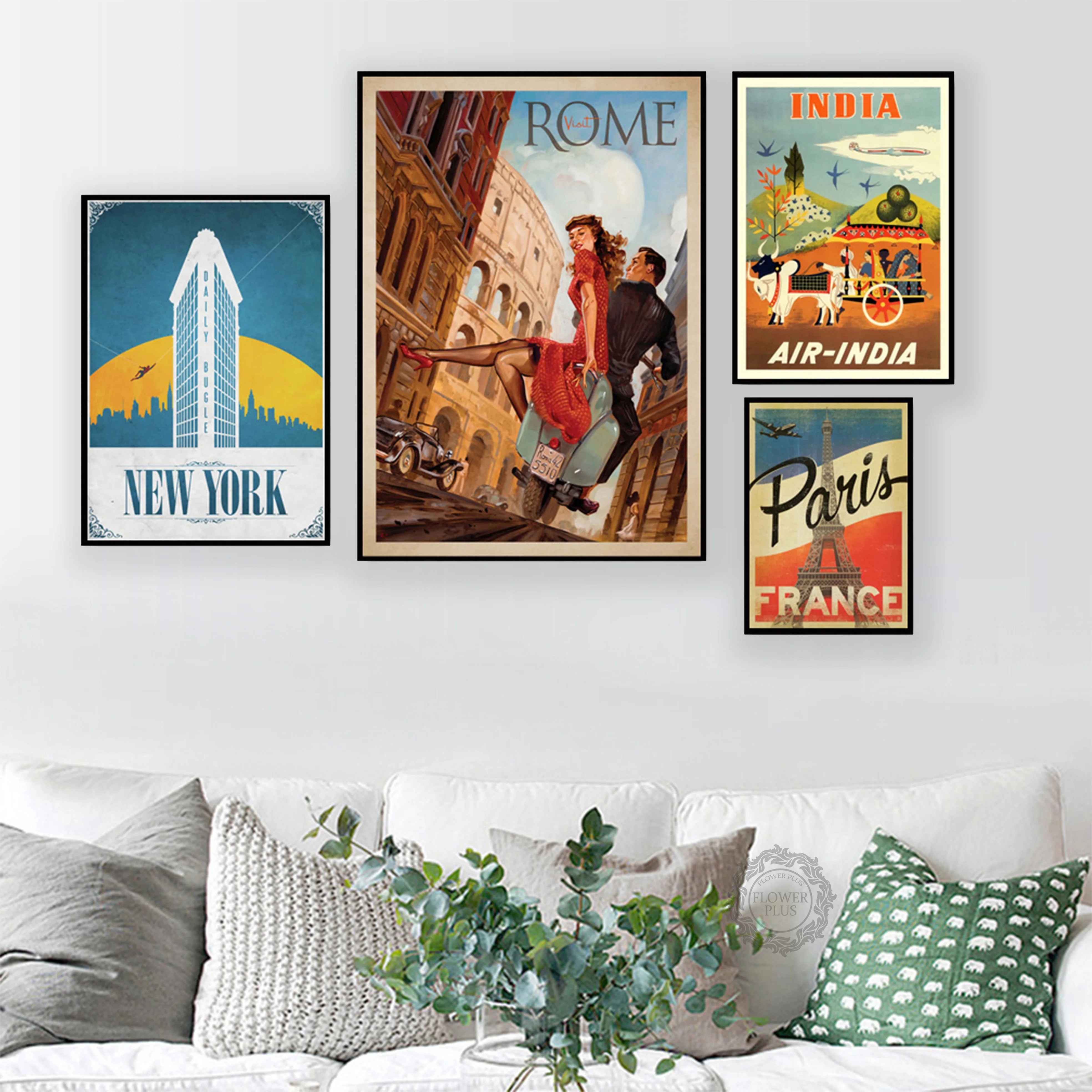 

Rome Paris New York India Vintage Country Wall Art Canvas Painting Nordic Posters And Prints Wall Pictures For Living Room Decor