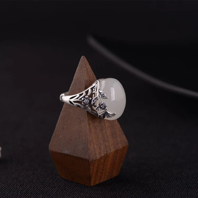 BALMORA 100% реальный 990 чистый серебро халцедон цветок полые Открытые Кольца для