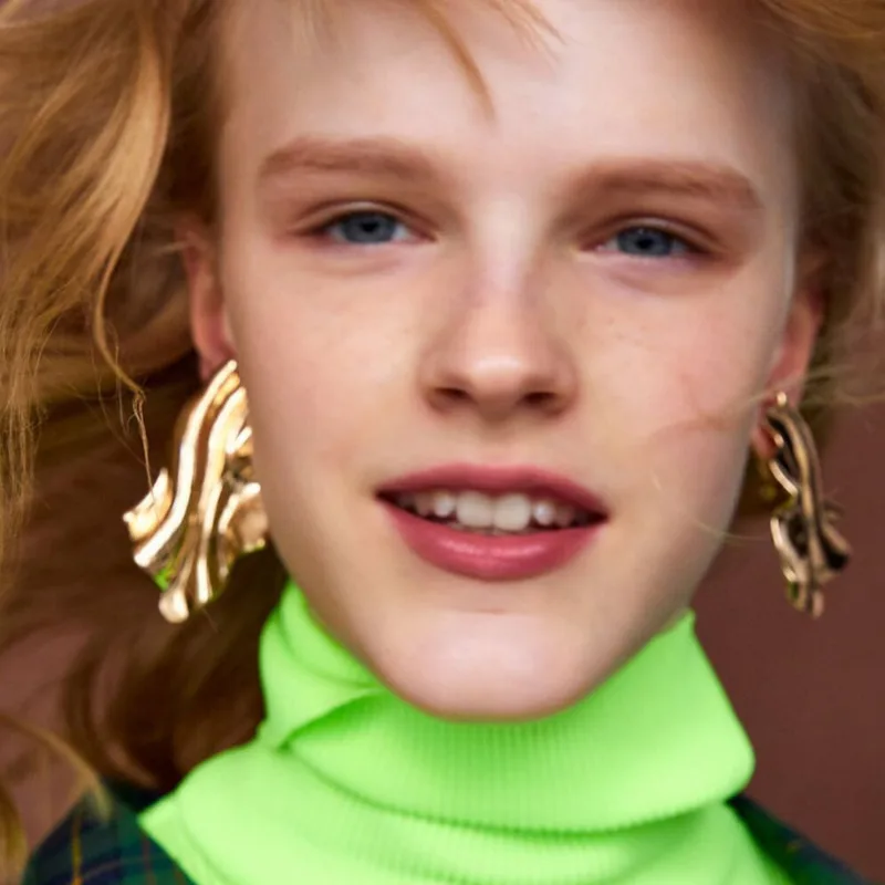 ZINFANDEL Geometric Alloy Big Leaf Earrings Woman Sago Eardrop Female Boho Ethnic Vintage Punk Rock Autumn Fashion Jewelry 2018 | Украшения