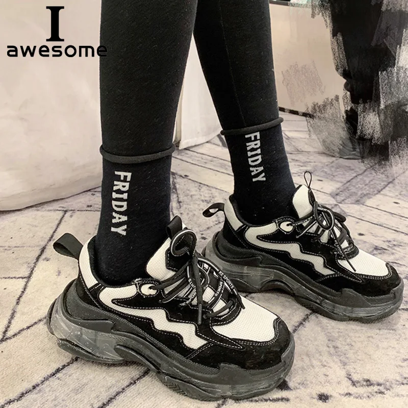 Кроссовки женские из натуральной кожи повседневная обувь на платформе толстой