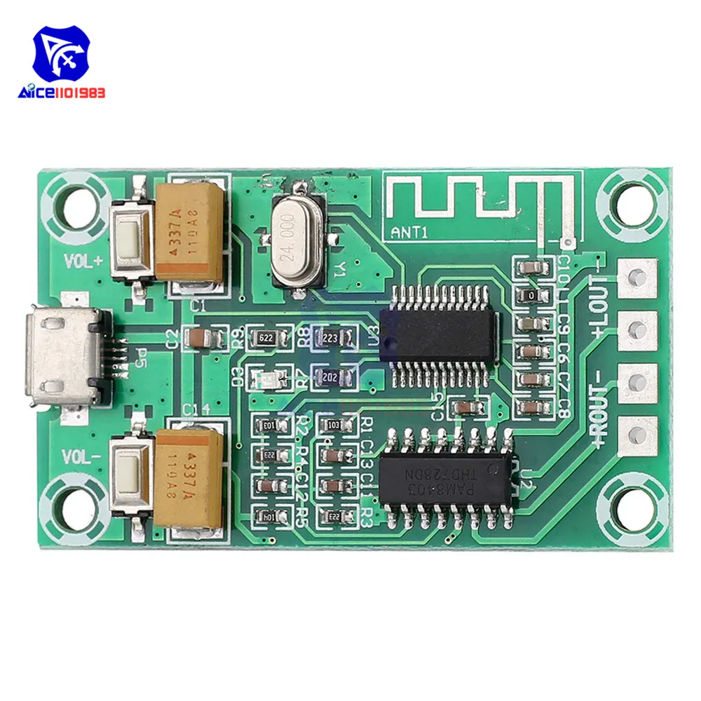 PAM8403 Класс D DC 5 В 2 канала микро USB цифровой аудио усилитель плата модуль 2* 3W регулятор громкости переключатель стерео усилитель доска