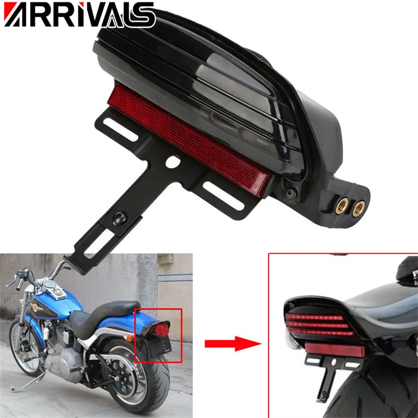 Мотоцикл черный трехполосный крыло светодиодный задний стоп сигнал для Harley 2008 UP
