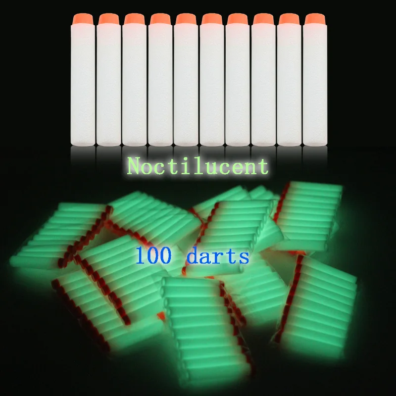100 шт Мягкие светящиеся тёмное время суток пенные дротики Blaster пополнения