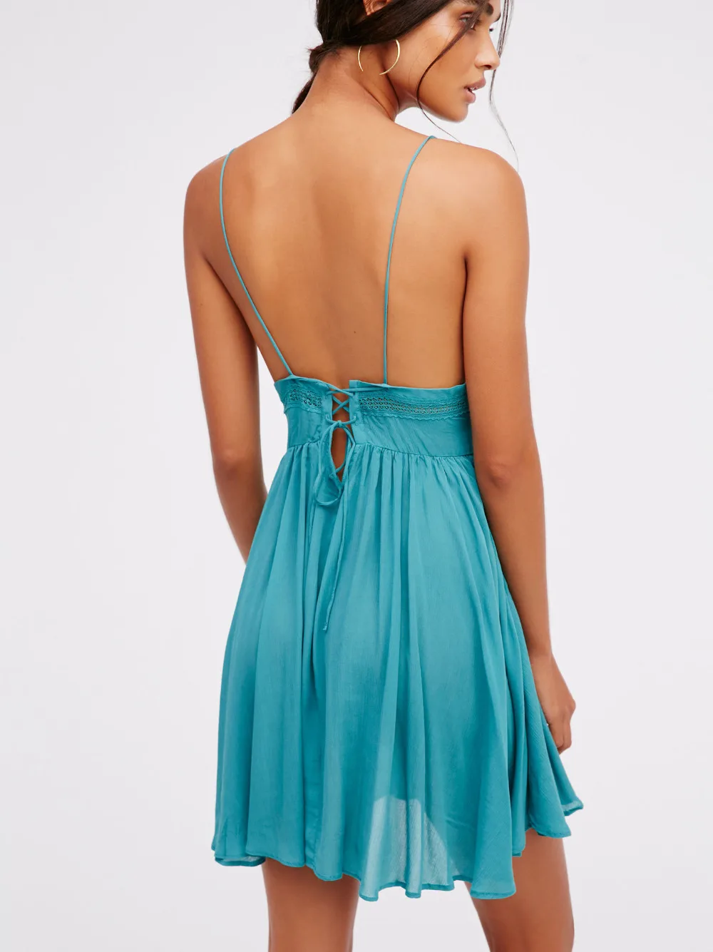 2017 летнее платье женское богемное без рукавов с открытой спиной Мини слинг v