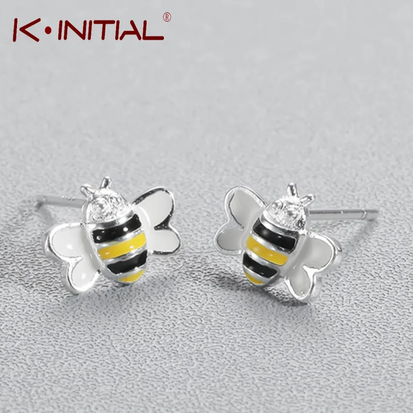 Серьги Kinitial 3D в виде пчелы Женские Ювелирные изделия модные милые Разноцветные