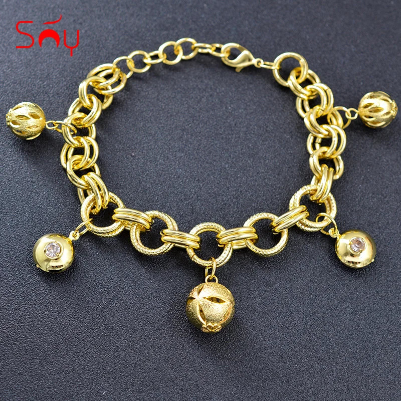 

Sunny Jewelry Round Ball Charm Bracelets For Women Hand Chains Link Chain Hot Selling Bracelet For Wedding Gift Jewelry Findings