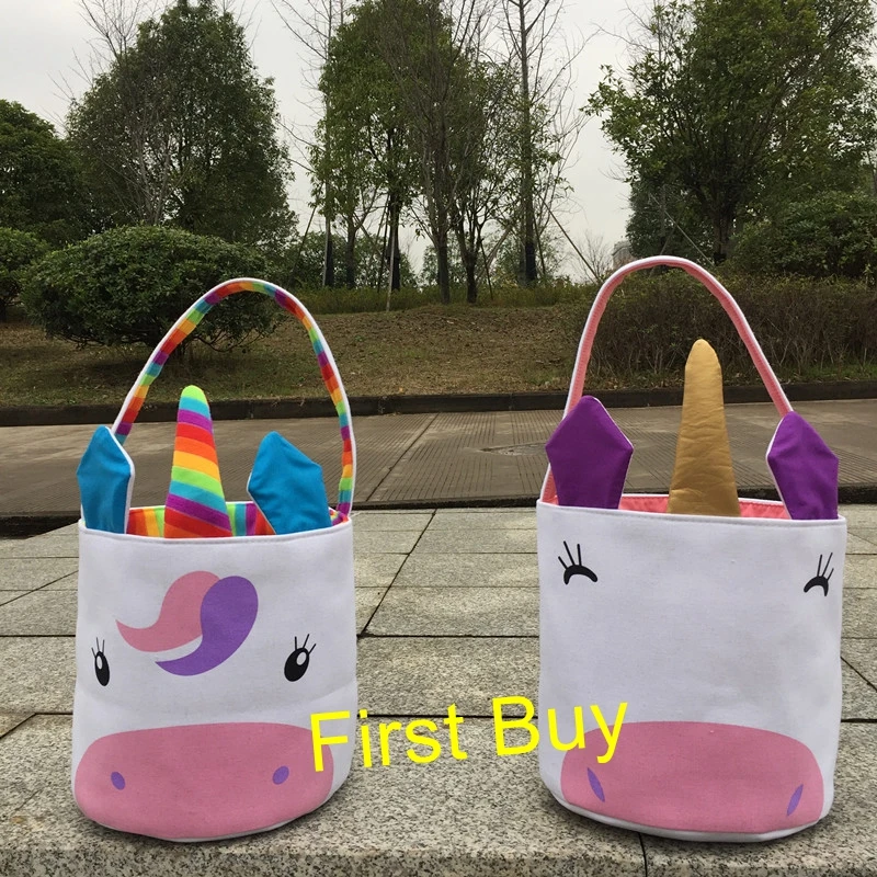 20pcs/lot Wholesale 2019 newest canvas tote basket fashion easter tail bukets children monogram bunny unicorn bucket | Дом и сад