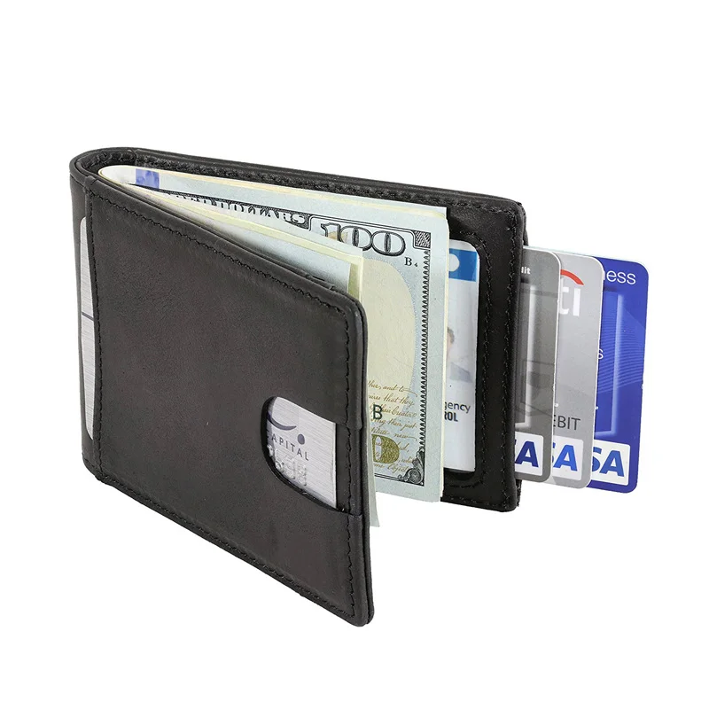 Gibo Auja - Vintage yağı balmumu hakiki deri cüzdan debriyaj çekme Tab erkekler kart tutucu Rfid engelleme anti hırsızlık küçük cüzdan