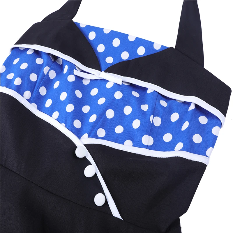 Женское винтажное платье в горошек на пуговицах с открытой спиной | Женская