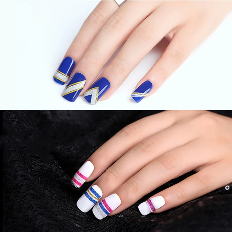 1set 10pcs Color Glitter Scrub Nail Striping Line Tape Sticker Self-Adhesive Decal Art DIY Tips For Polish Gel Manicure | Красота и