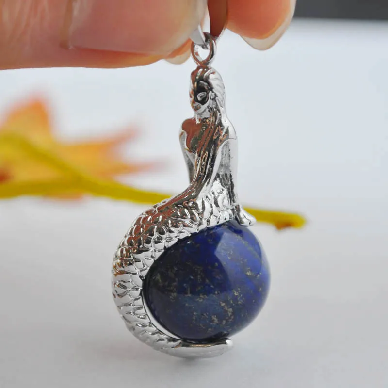 

Natural Lapis Lazuli Bead GEM Pendant Mermaid Jewelry S899