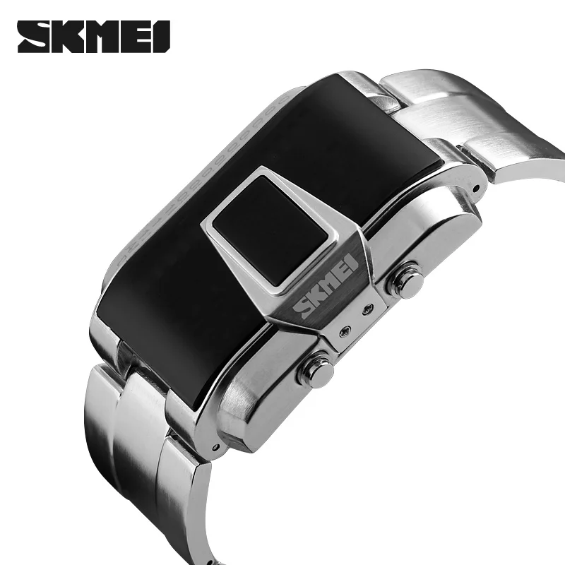 silver SKMEI люксовый бренд Мужские спортивные часы мужские сани дисплей водонепроницаемые из нержавеющей стали цифровые часы мужские Relogio Masculino - Цвет: silver