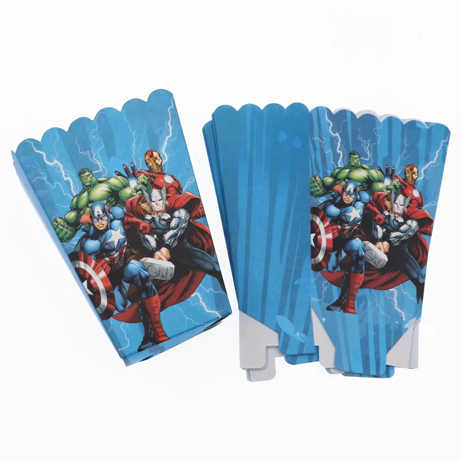 Popcorn box6pcs 6 шт./лот, коробка для конфет «Мститель» на день рождения, украшения для вечеринки на день рождения, сумка для конфет «Мститель» для маленьких девочек, вечерние принадлежности для вечеринки - Цвет: Popcorn box6pcs