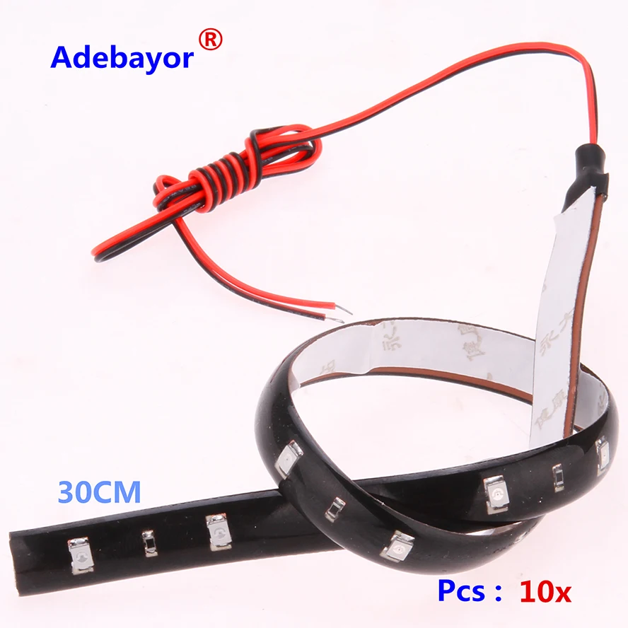 Водонепроницаемая гибкая светодиодная лента 10 шт./лот 30 см 15 SMD 3528