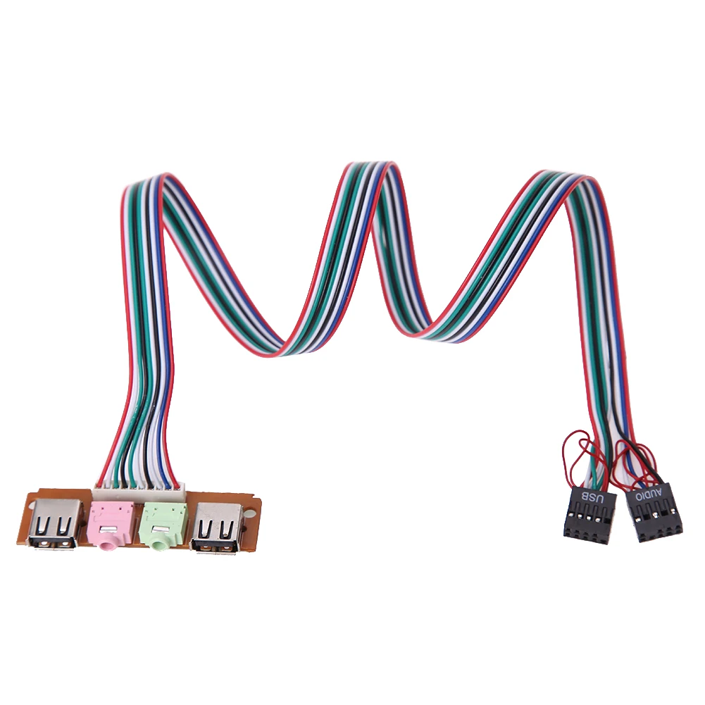 Чехол для ПК с передней панелью аудиоразъемом USB и кабелем наушников 2 портами 3 5