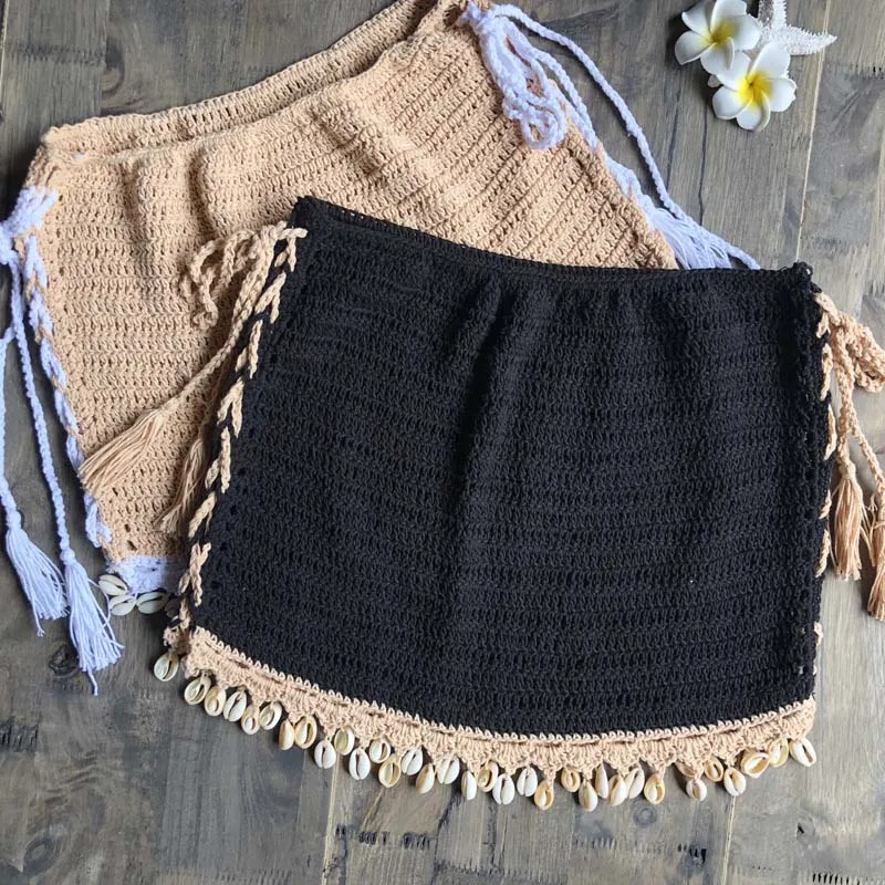 Бикини накидка ручной работы бикини топ + юбка пляжный комплект сексуальный