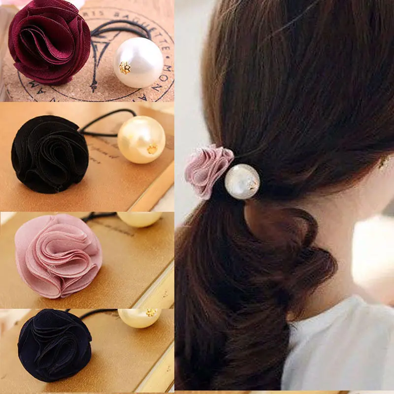 Очаровательные романтичные тканевые розы для девушек с большим жемчугом